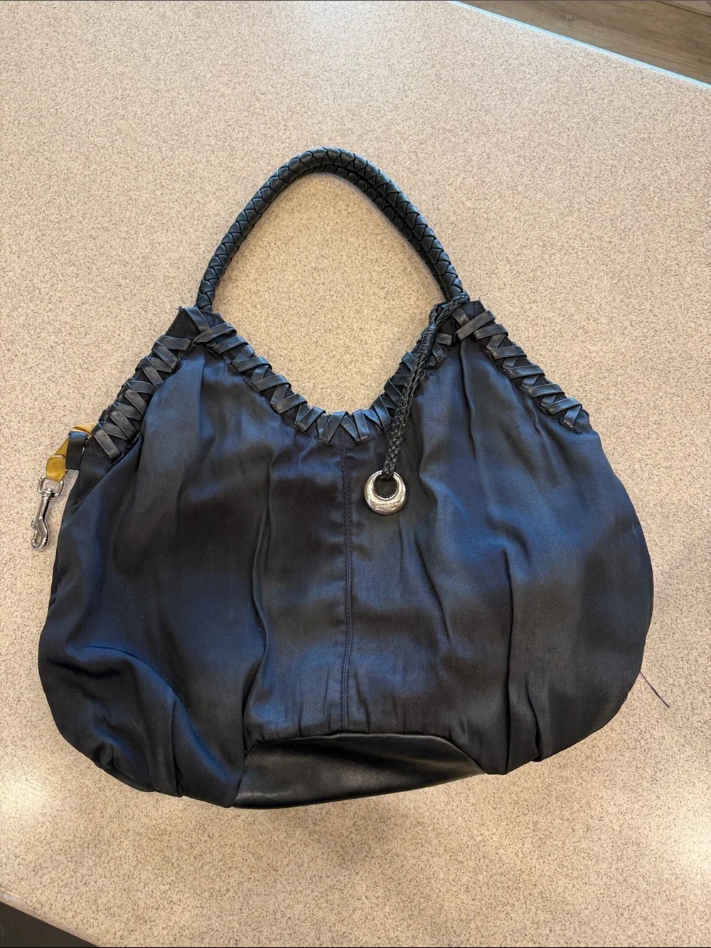 Black Women's Braided Handle Hobo Bag Donald J Pliner